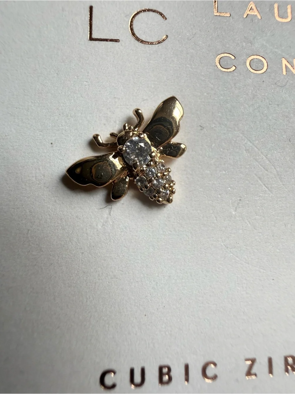 Retired LC Lauren Conrad Gold Tone Bee CZ Cubic Zirconia Accent Stud Earrings